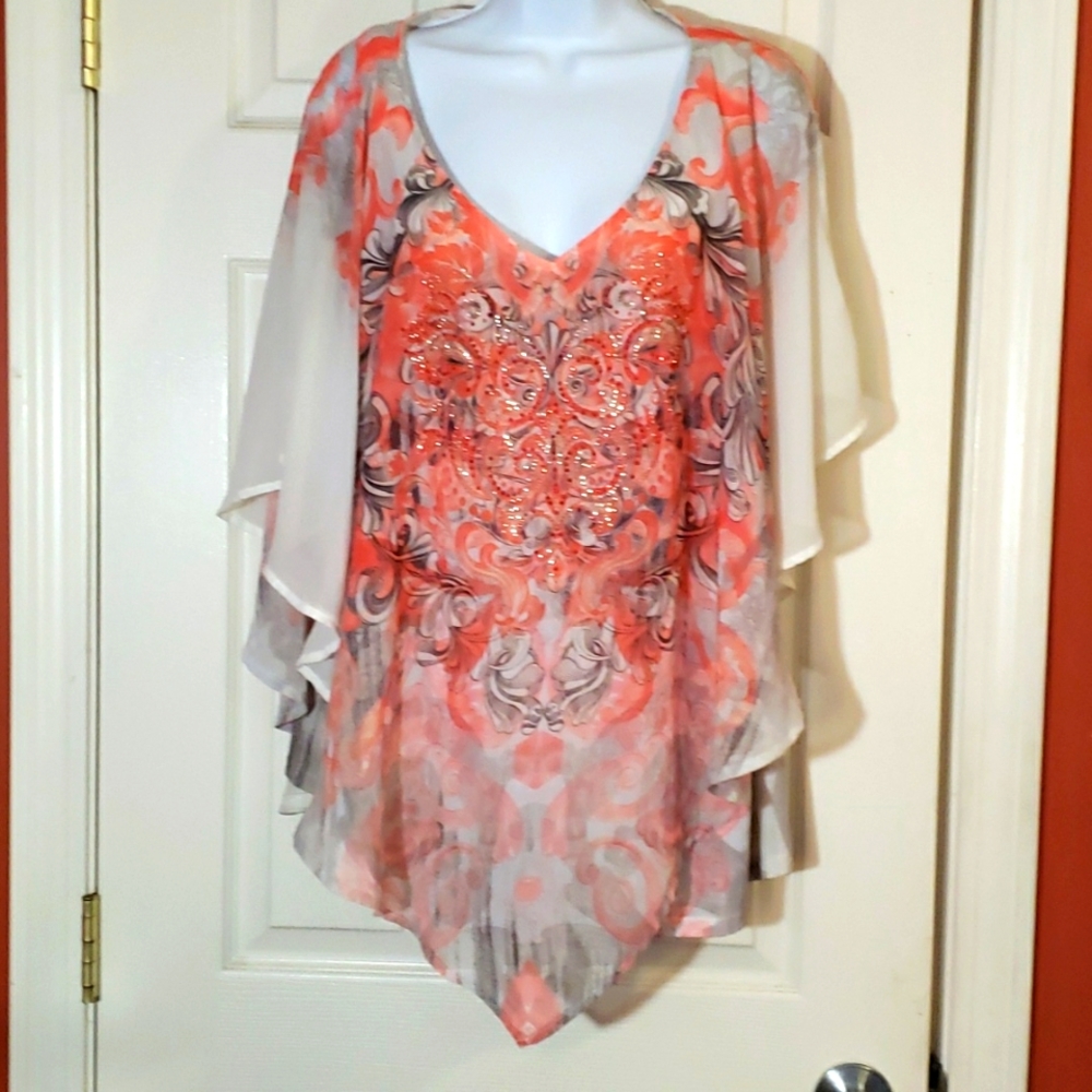 Dana Bachman Boho design overlay Blouse